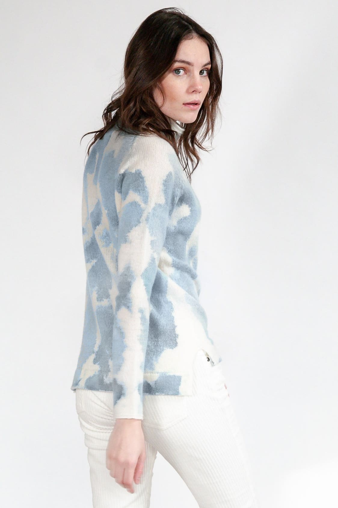 Rhue Hand Painted Turtleneck - Ocean Storm - Sweaters