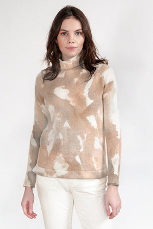 Rhue Hand Painted Turtleneck - Sand Storm - Sweaters