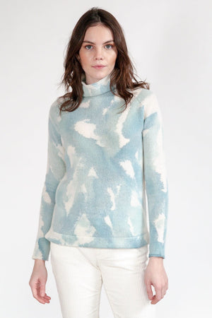 Rhue Hand Painted Turtleneck - Water Storm - Sweaters