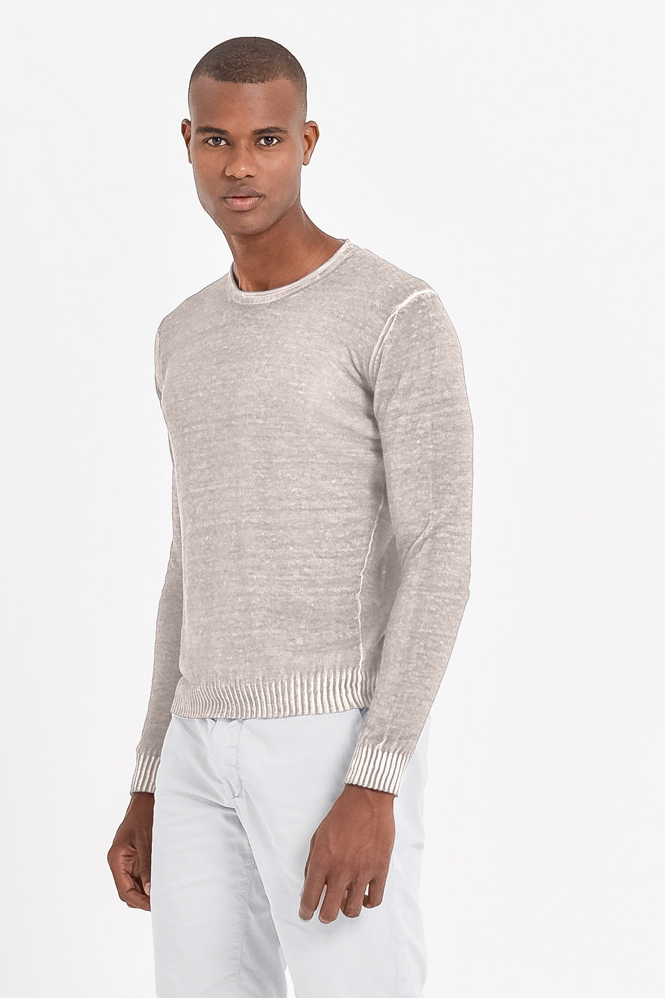 Rolled Hem Linen Crew - Canapa - Sweaters