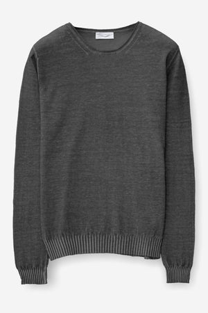 Rolled Hem Linen Crew - Pietra - Sweaters