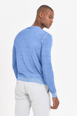 Rolled Hem Linen Crew - Santorini - Sweaters