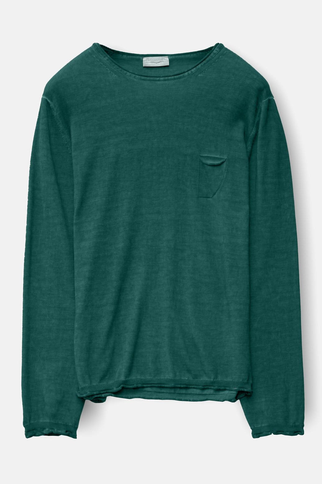 Rolled Hems Cotton Sweater - Lagoon - Sweaters
