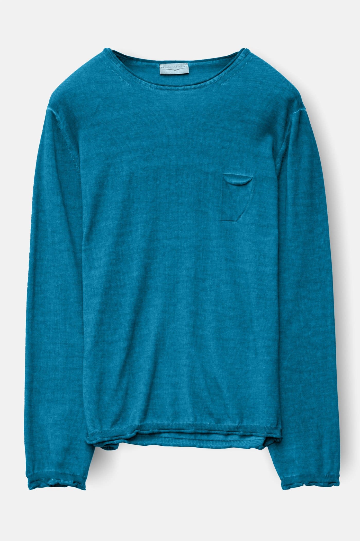 Rolled Hems Cotton Sweater - Libeccio - Sweaters
