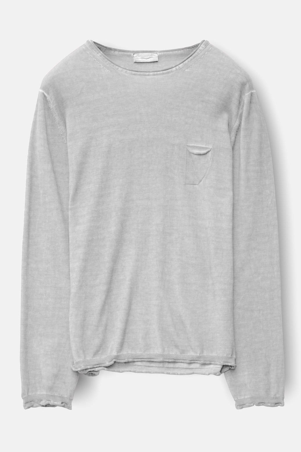Rolled Hems Cotton Sweater - Marmo - Sweaters