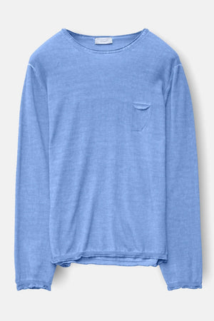 Rolled Hems Cotton Sweater - Santorini - Sweaters