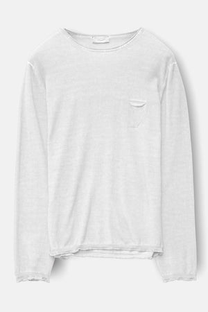 Rolled Hems Cotton Sweater - White - Sweaters