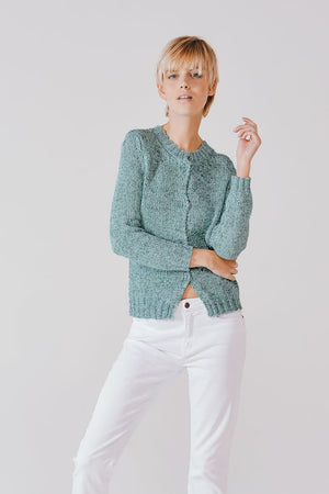 Sky Print Cotton Cardigan - Oceano - Sweaters
