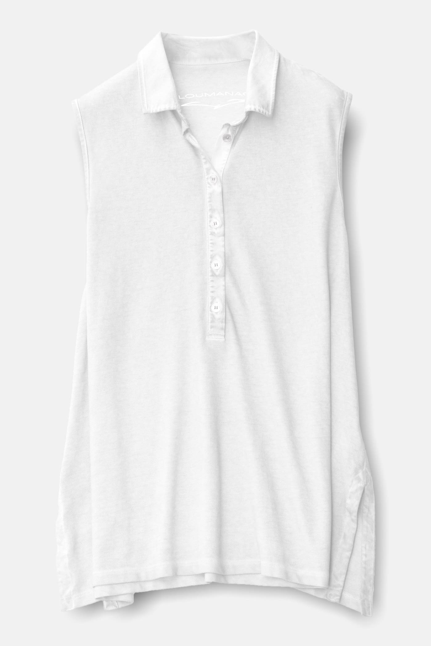 Sleeveless Pique Polo Shirt - Bianco - Polos