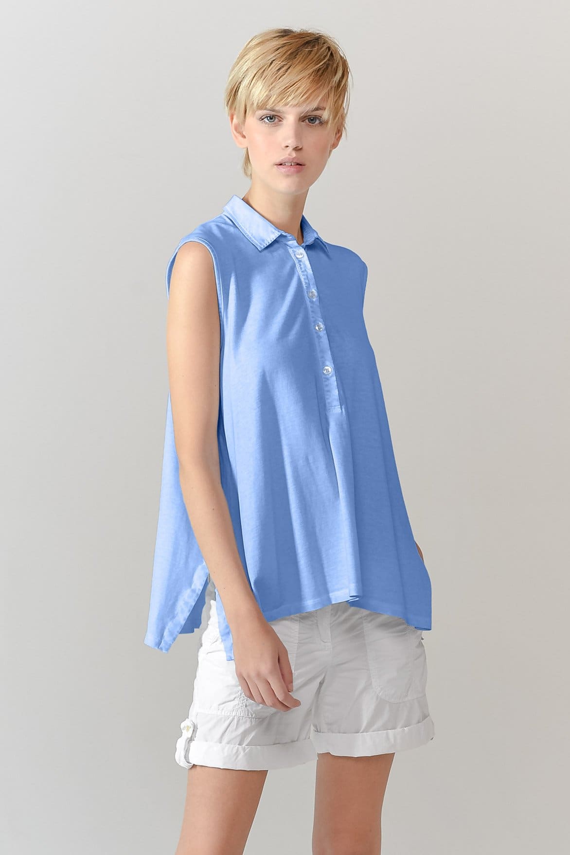 Sleeveless Pique Polo Shirt - Santorini - Polos