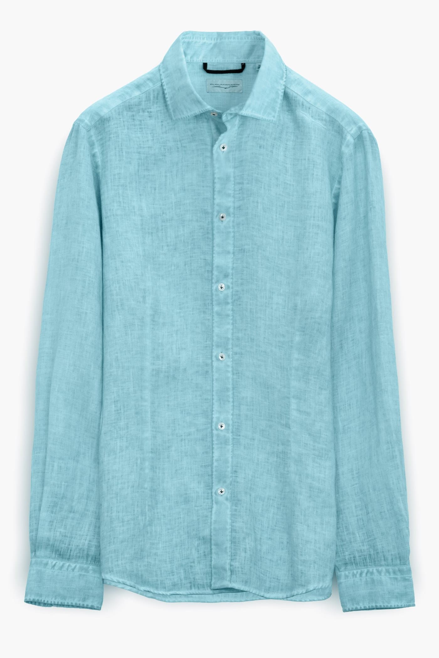 Slim Fit Spread Collar Linen Shirts - Acqua