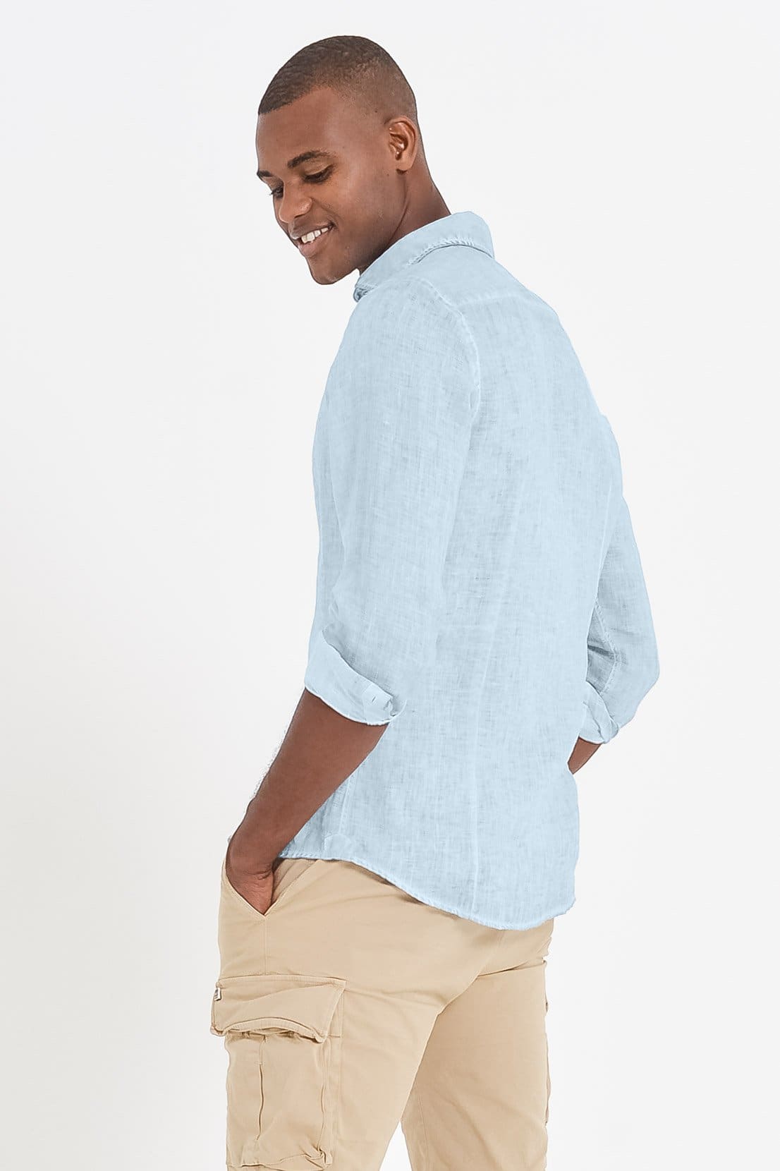 Slim Fit Spread Collar Linen Shirt - Anice - Shirts