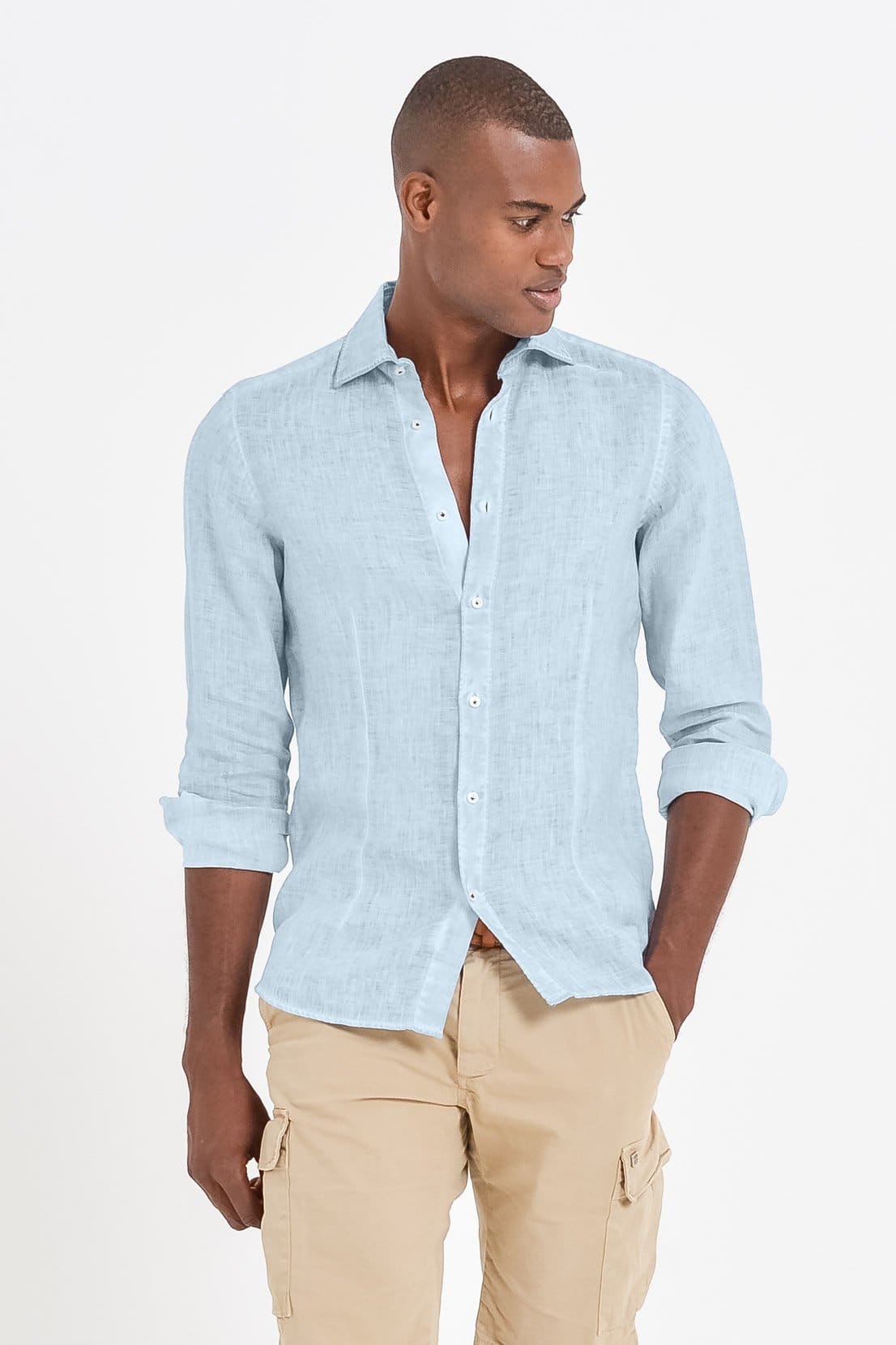 Slim Fit Spread Collar Linen Shirt - Anice - Shirts