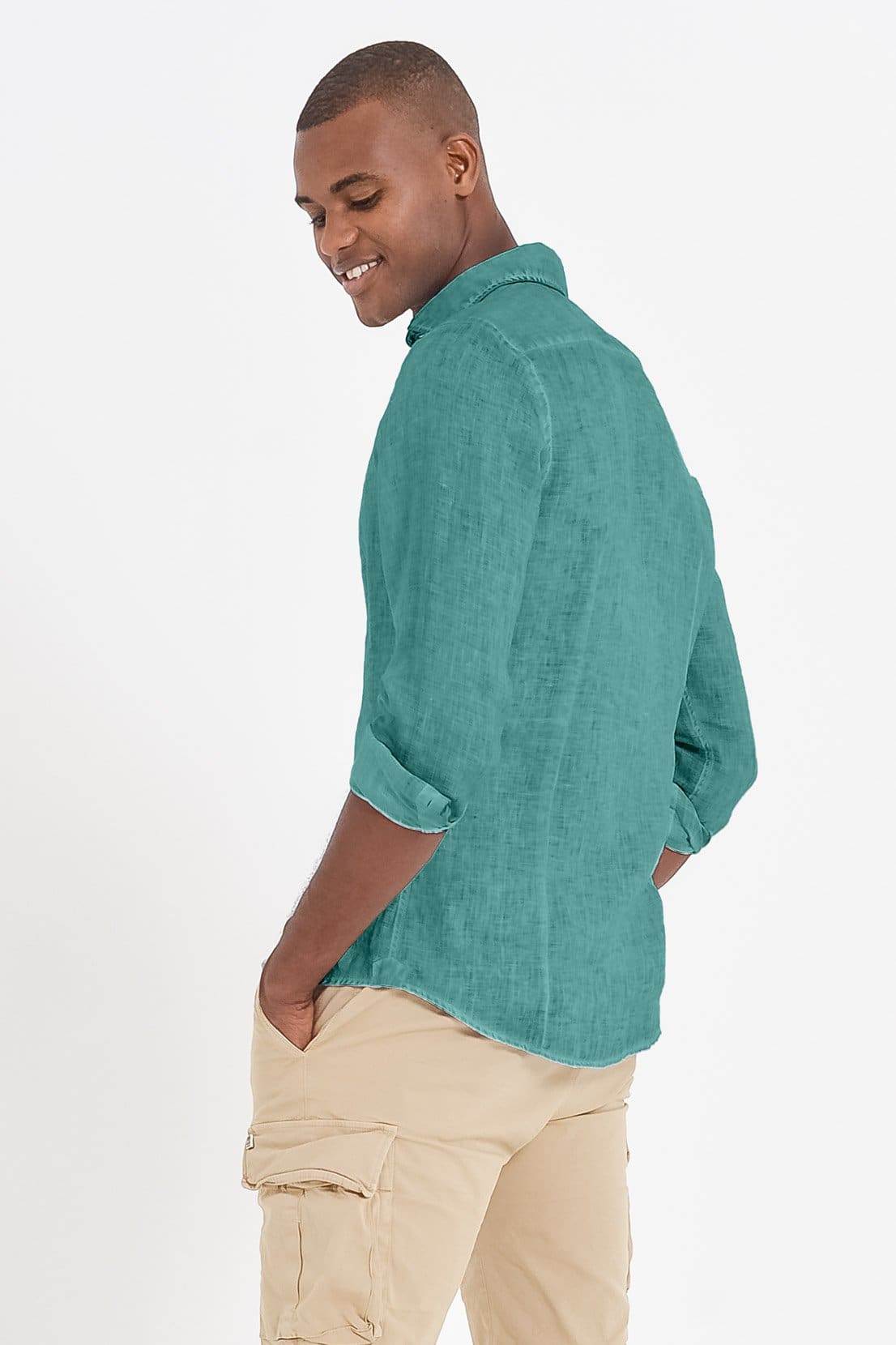 Slim Fit Spread Collar Linen Shirt - Bahama - Shirts