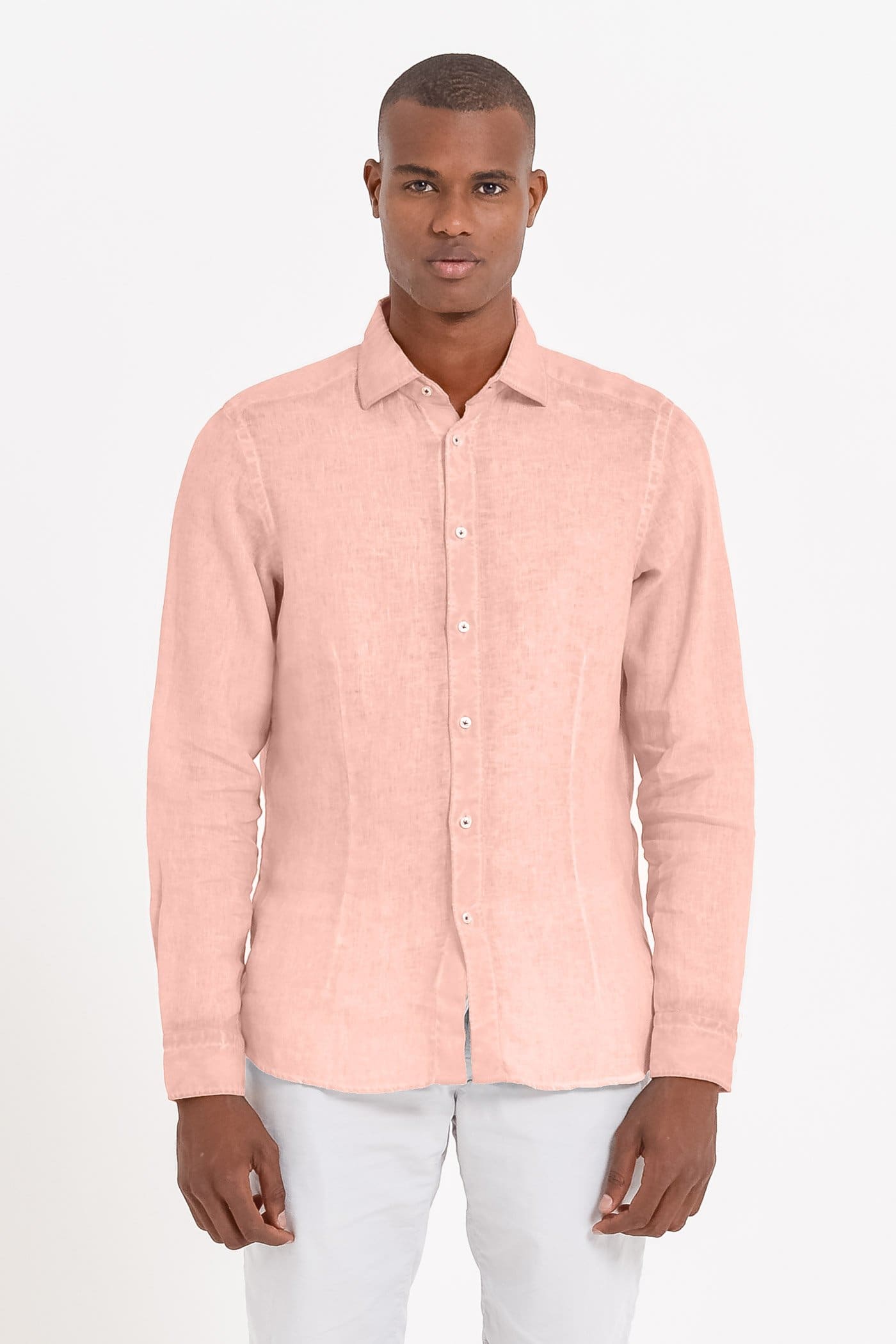 Slim Fit Spread Collar Linen Shirt - Barbuda - Shirts