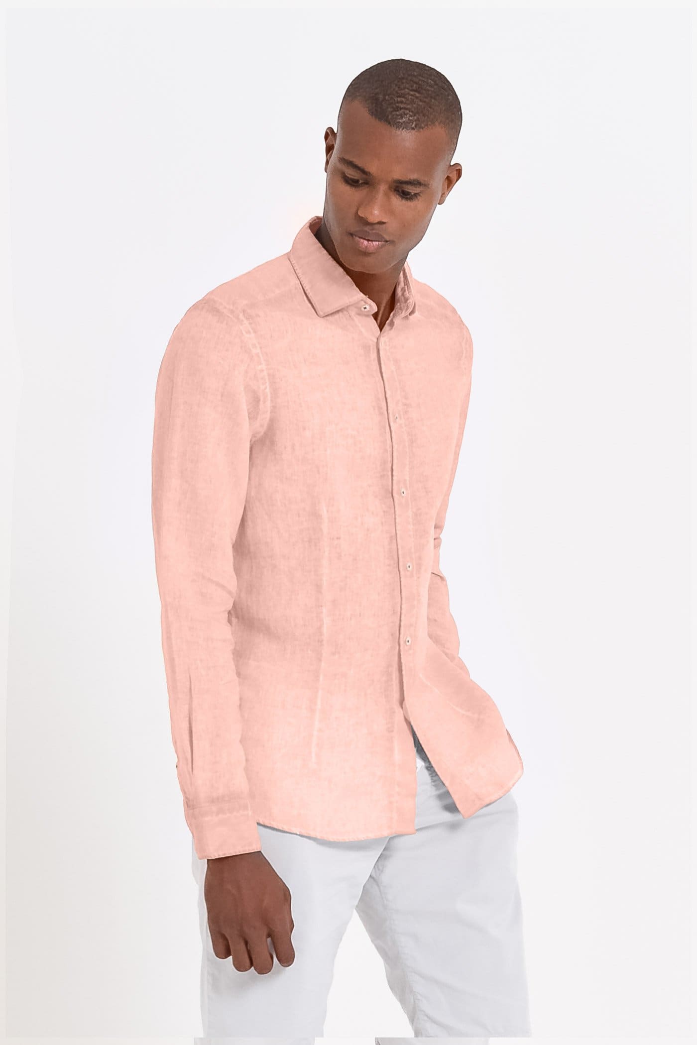 Slim Fit Spread Collar Linen Shirt - Barbuda - Shirts