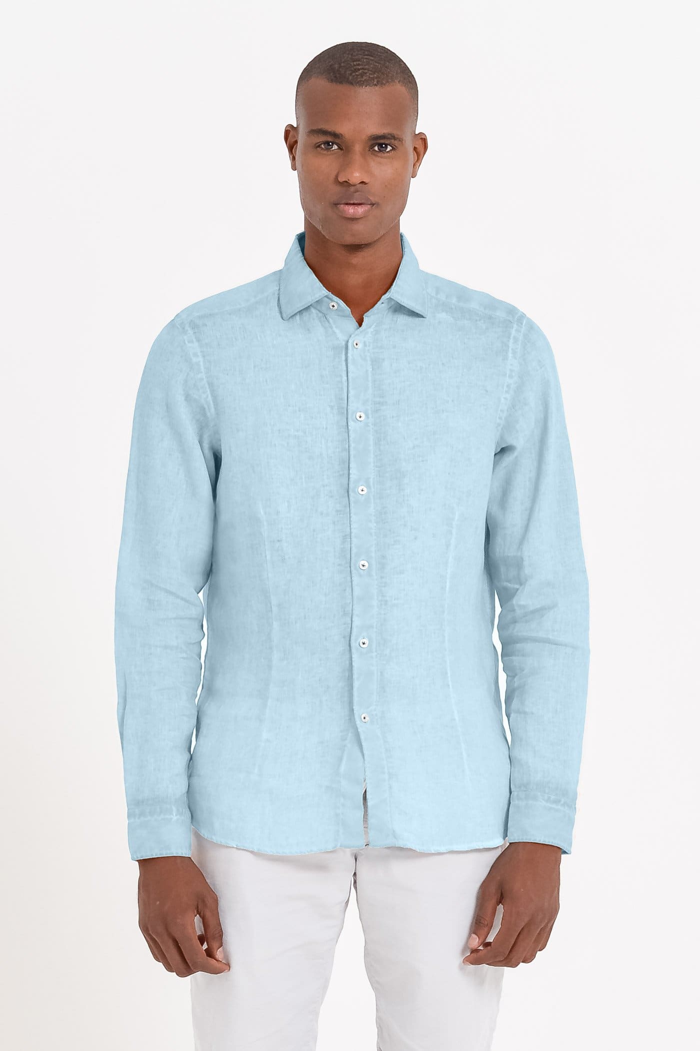 Slim Fit Spread Collar Linen Shirt - Bora - Shirts