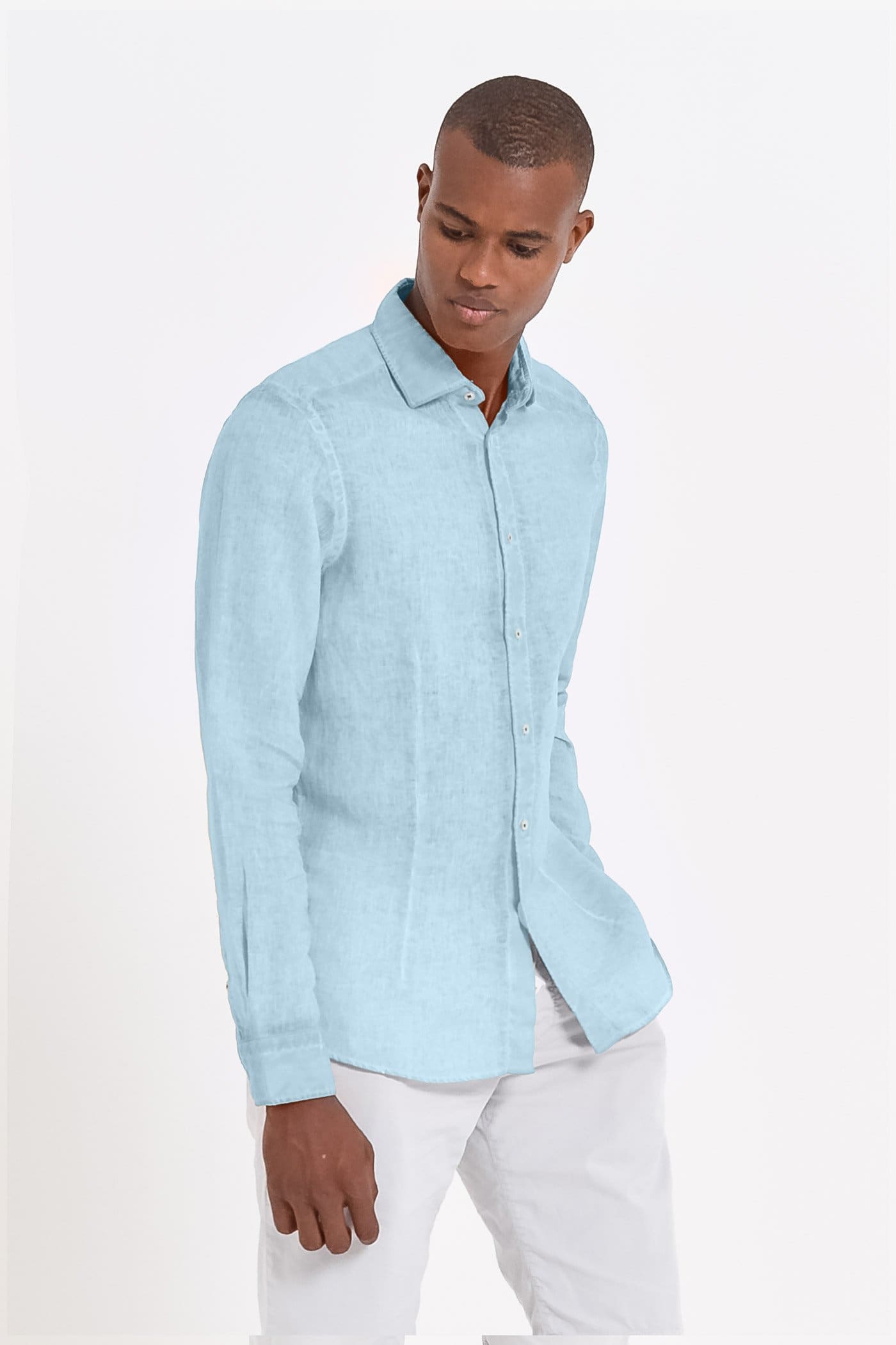 Slim Fit Spread Collar Linen Shirt - Bora - Shirts