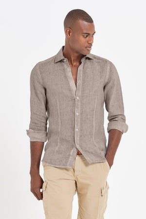 Slim Fit Spread Collar Linen Shirt - Corda - Shirts
