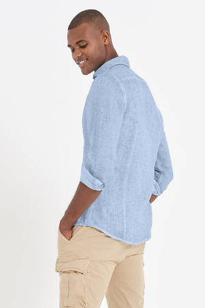 Slim Fit Spread Collar Linen Shirt - Fiji - Shirts