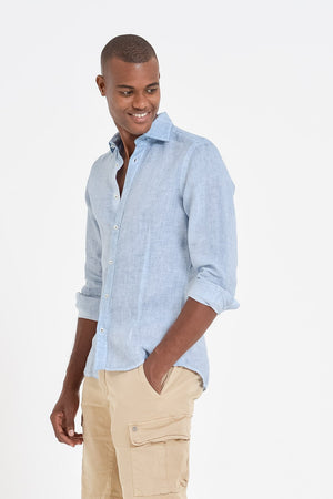 Slim Fit Spread Collar Linen Shirt - Fiji - Shirts