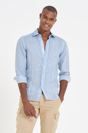 Slim Fit Spread Collar Linen Shirt - Fiji - Shirts