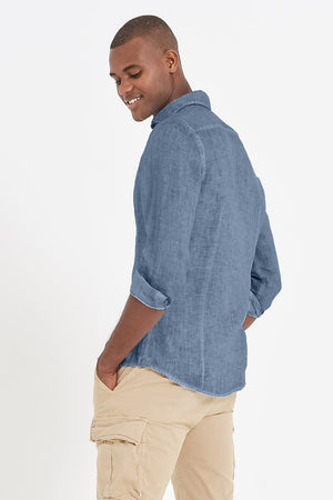Slim Fit Spread Collar Linen Shirt - Jeans - Shirts
