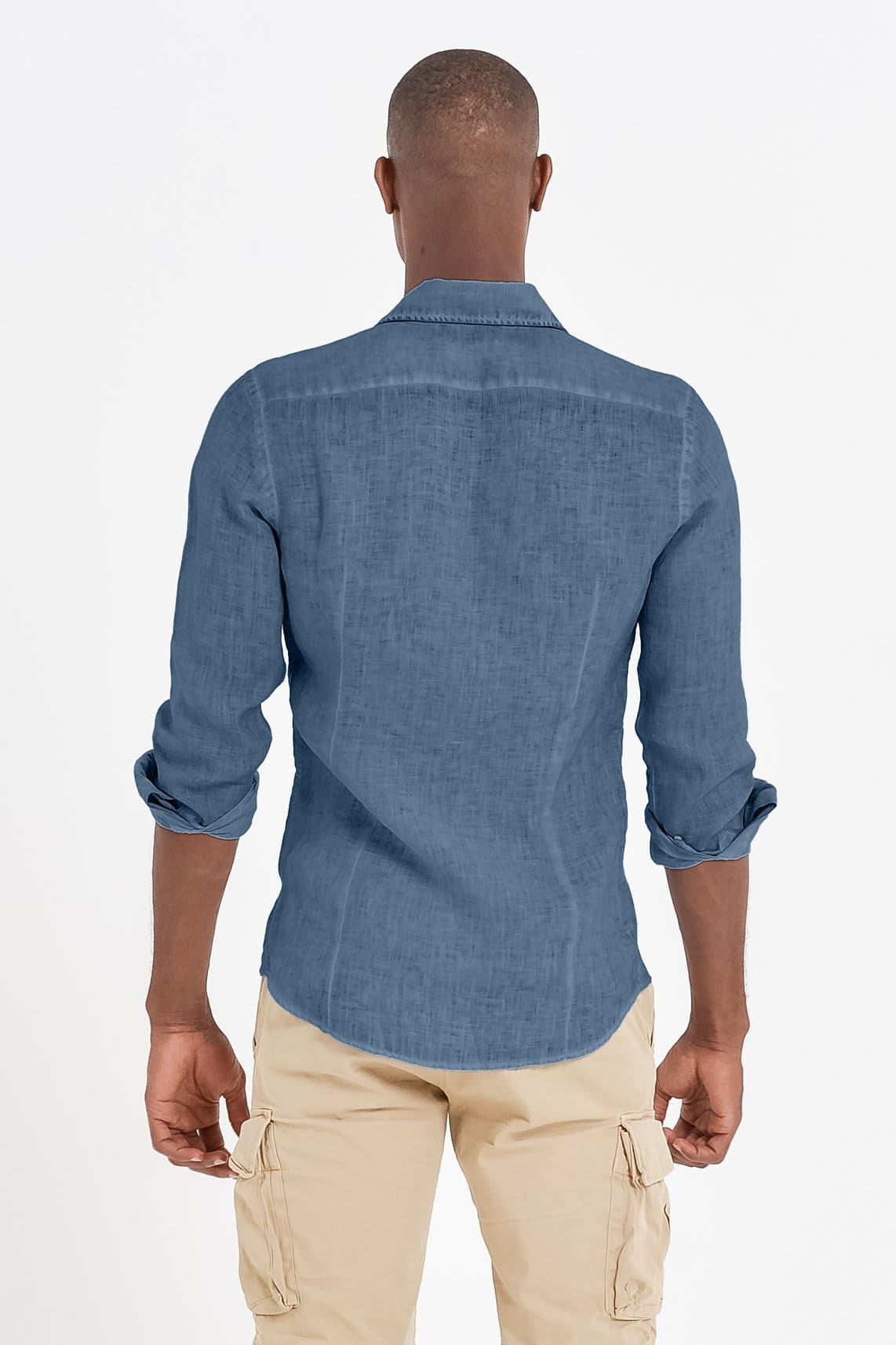 Slim Fit Spread Collar Linen Shirt - Jeans - Shirts