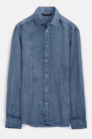 Slim Fit Spread Collar Linen Shirts - Jeans