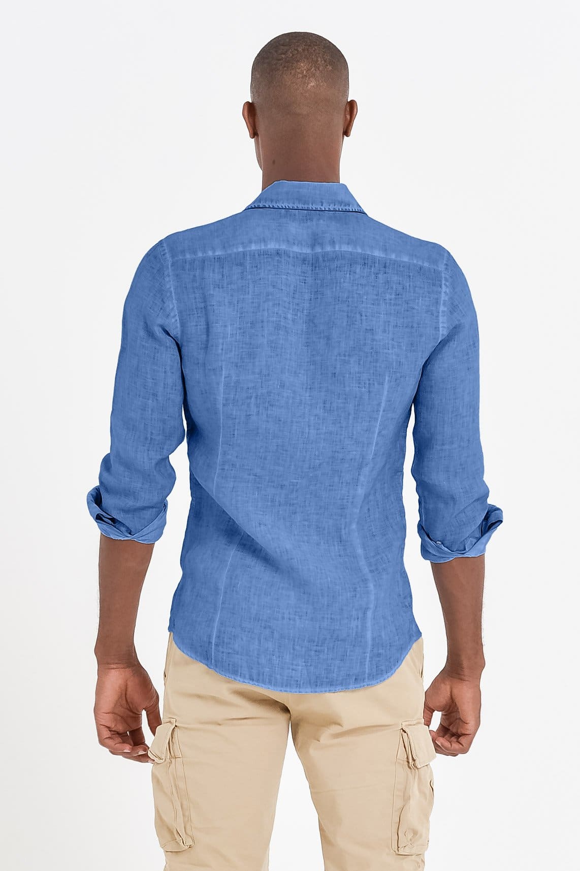 Slim Fit Spread Collar Linen Shirt - Oceano - Shirts