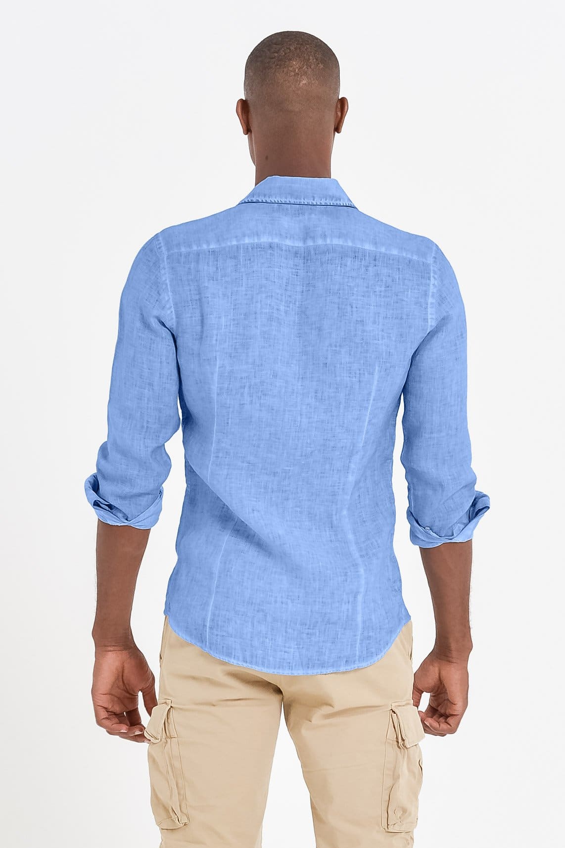 Slim Fit Spread Collar Linen Shirt - Santorini - Shirts
