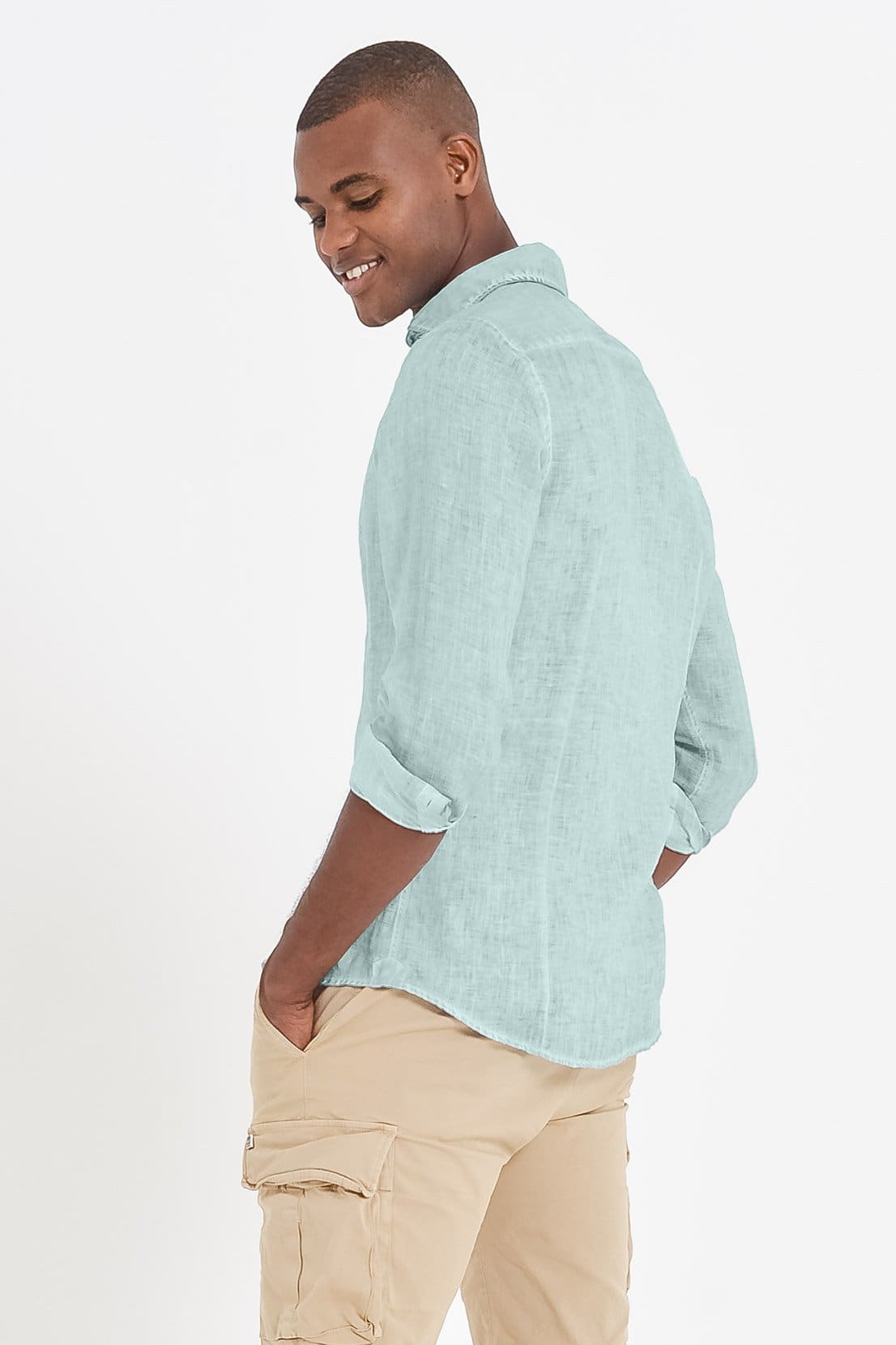 Slim Fit Spread Collar Linen Shirt - Tahiti - Shirts