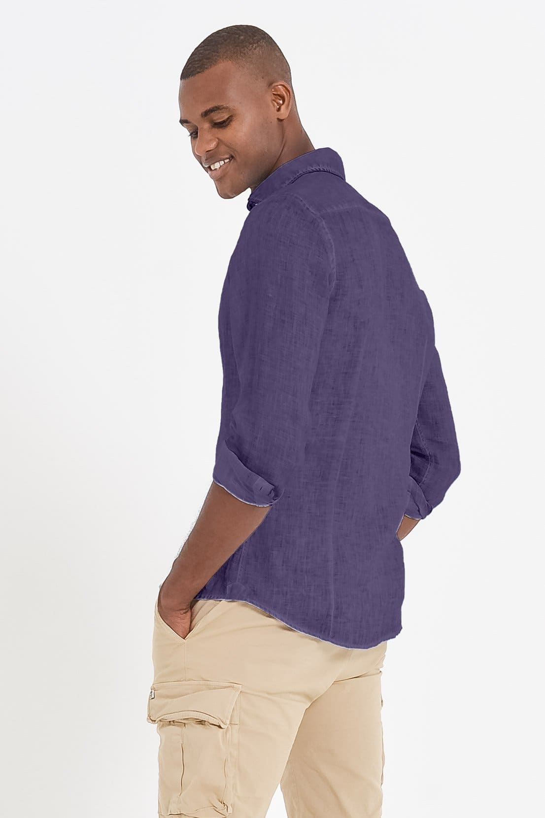 Slim Fit Spread Collar Linen Shirts - Mirto