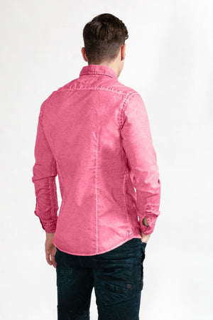 Slim-Fit Stretch Poplin Shirt - Azalea - Shirts