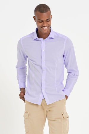 Slim-Fit Stretch Poplin Shirt - Glicine - Shirts