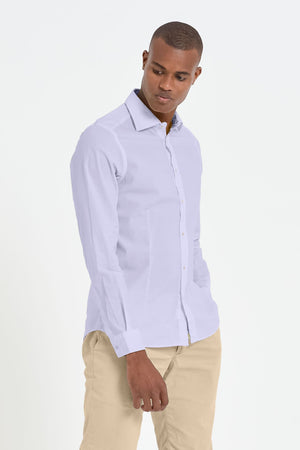 Slim-Fit Stretch Poplin Shirt - Glicine - Shirts
