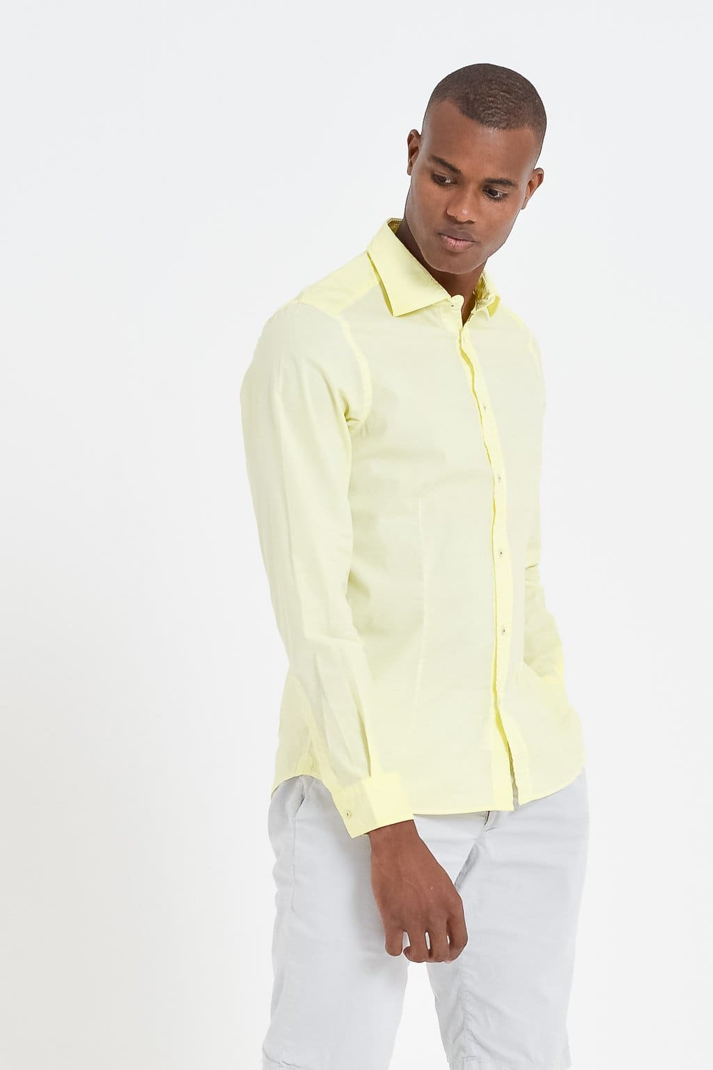Slim-Fit Stretch Poplin Shirt - Limone - Shirts