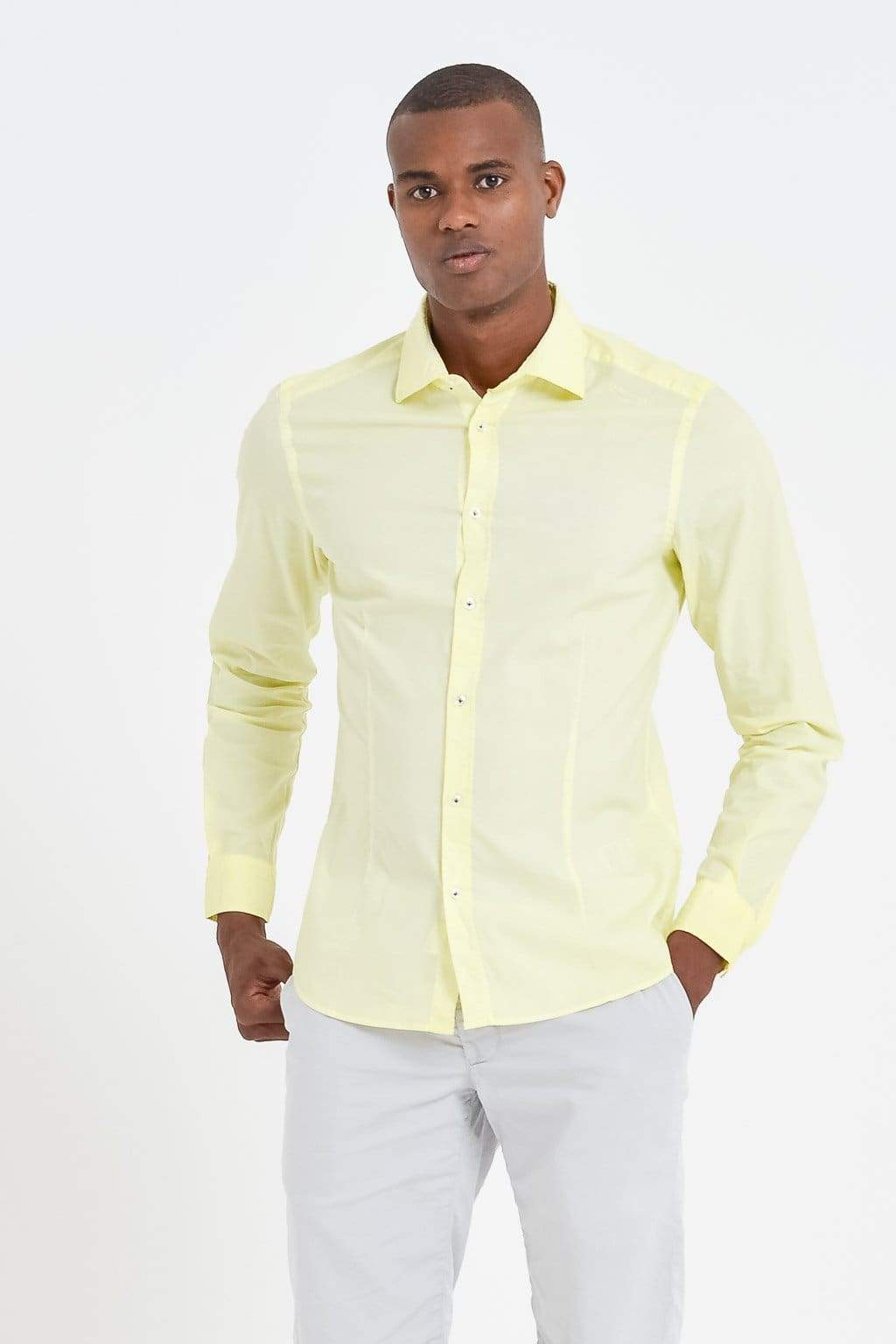 Slim-Fit Stretch Poplin Shirt - Limone - Shirts