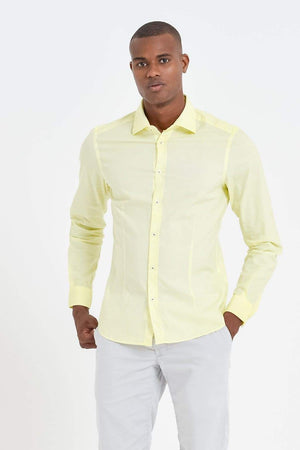 Slim-Fit Stretch Poplin Shirt - Limone - Shirts