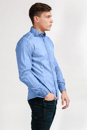 Slim-Fit Stretch Poplin Shirt - Santorini - Shirts
