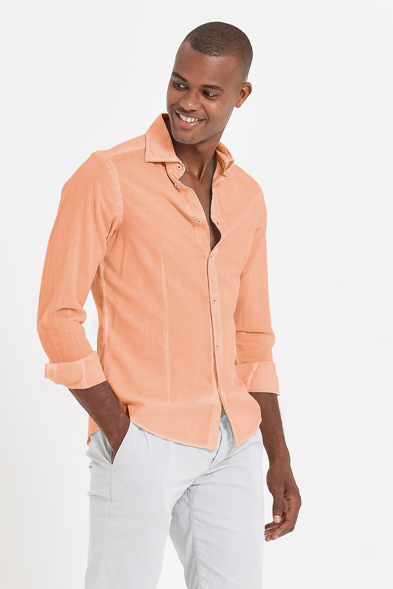 Slim Fit Voile Shirt - Albicocca - Shirts