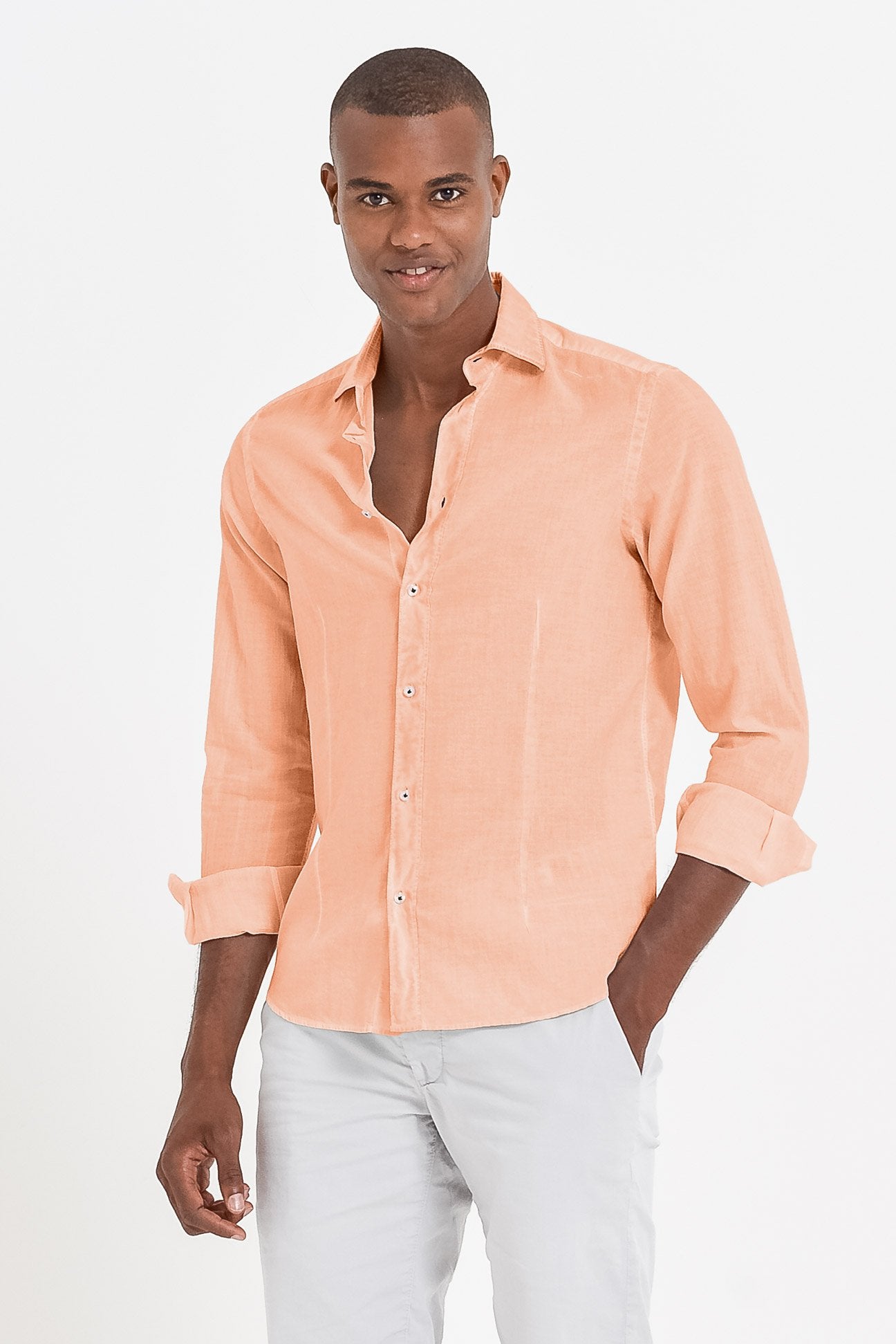 Slim Fit Voile Shirt - Albicocca - Shirts