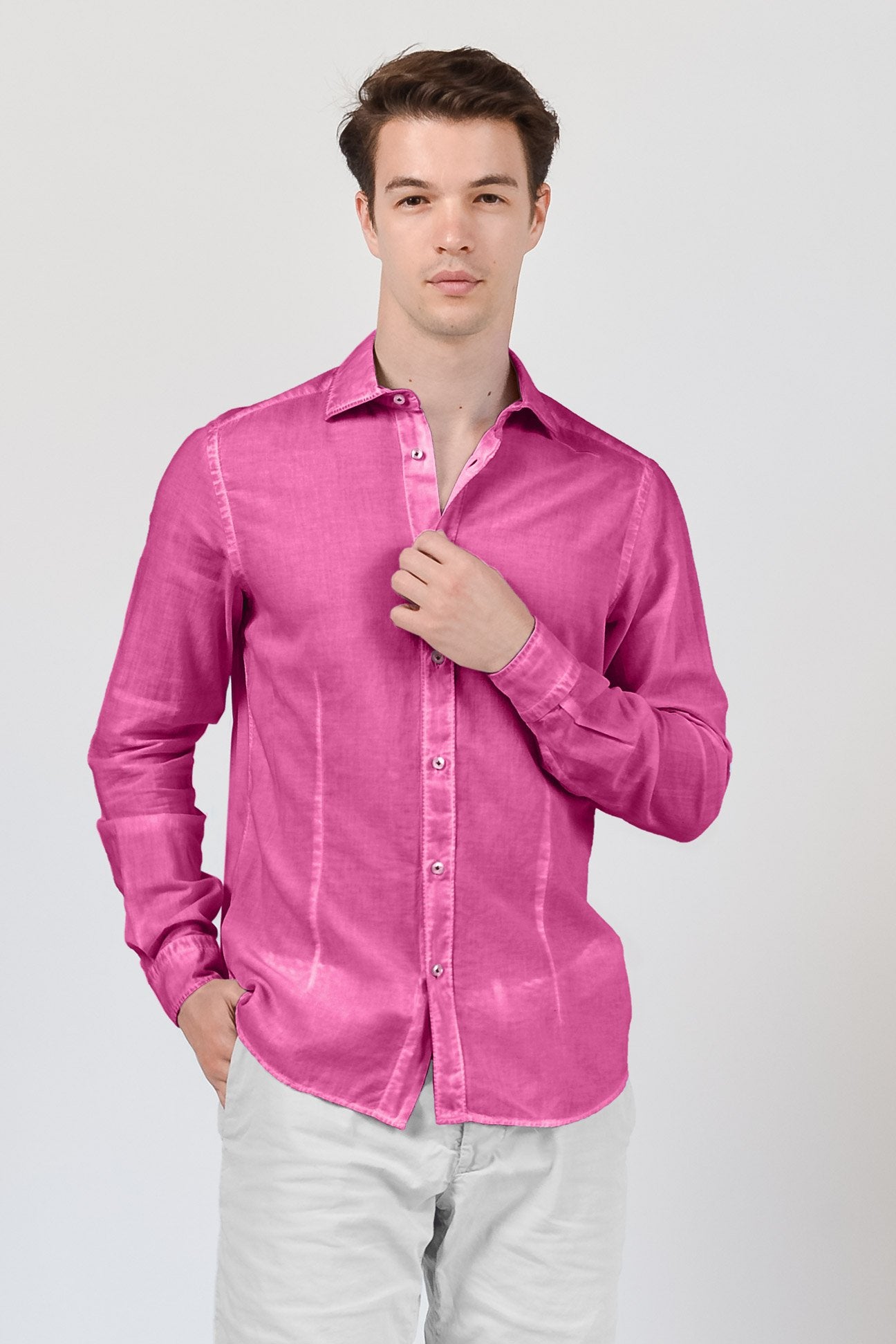 Slim Fit Voile Shirt - Azalea - Shirts