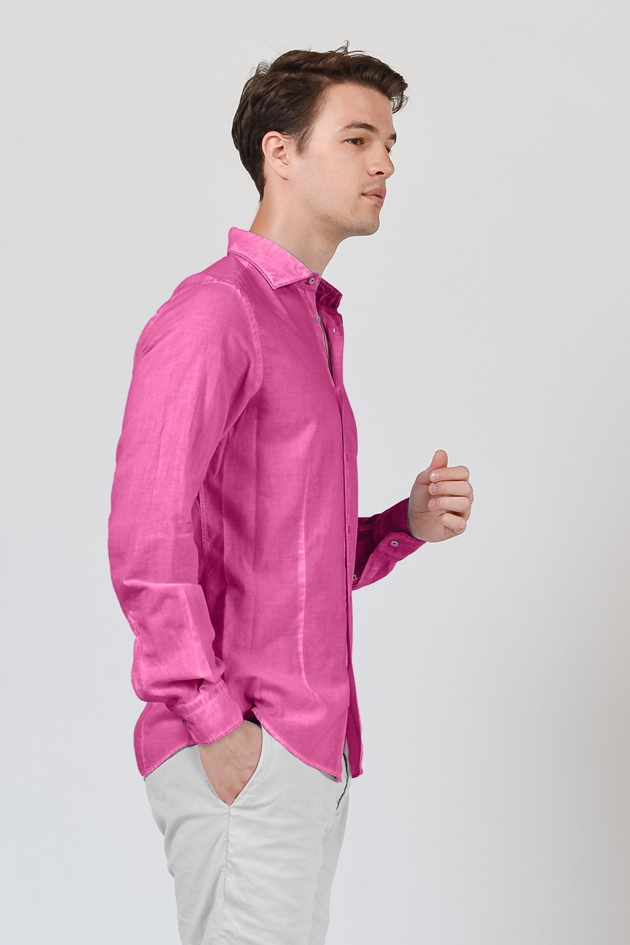 Slim Fit Voile Shirt - Azalea - Shirts