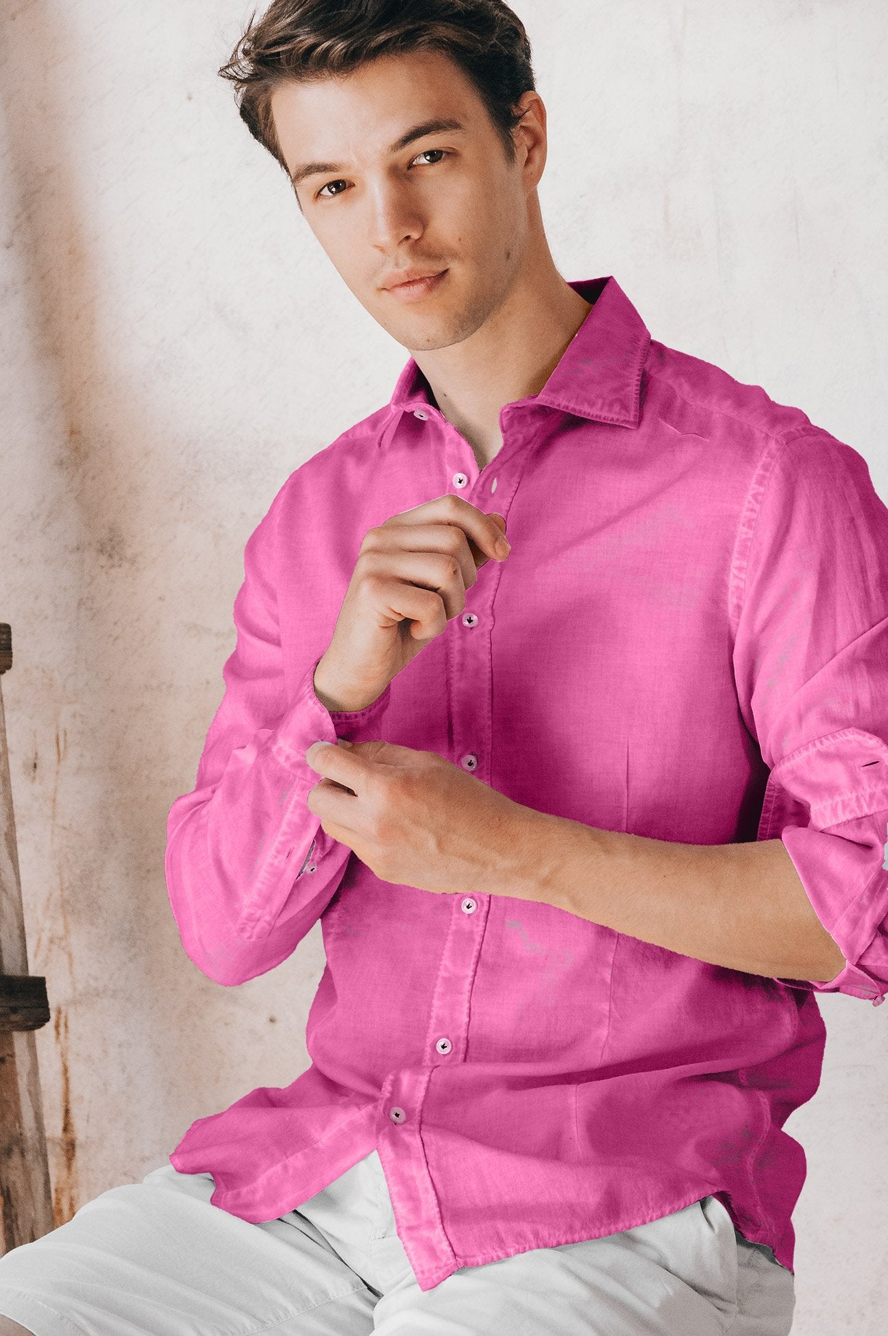 Slim Fit Voile Shirt - Azalea - Shirts