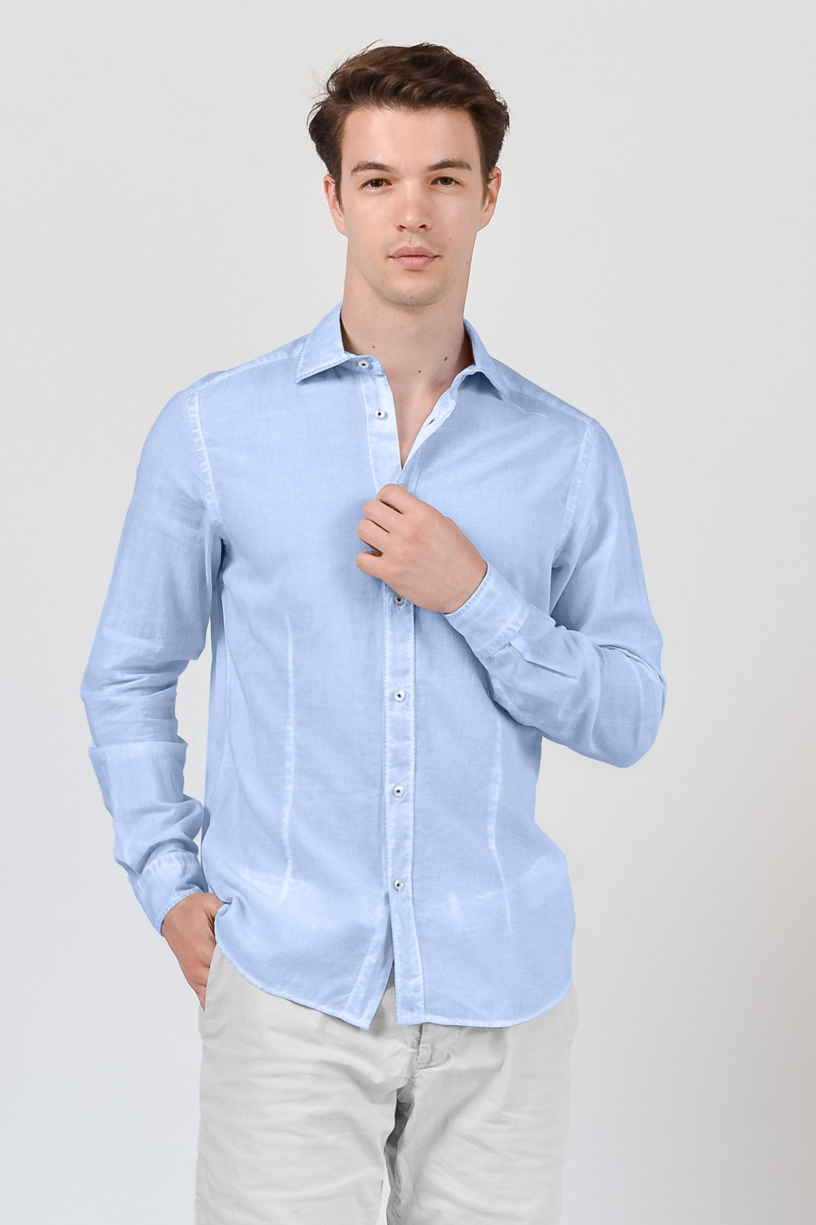 Slim Fit Voile Shirt - Cielo - Shirts