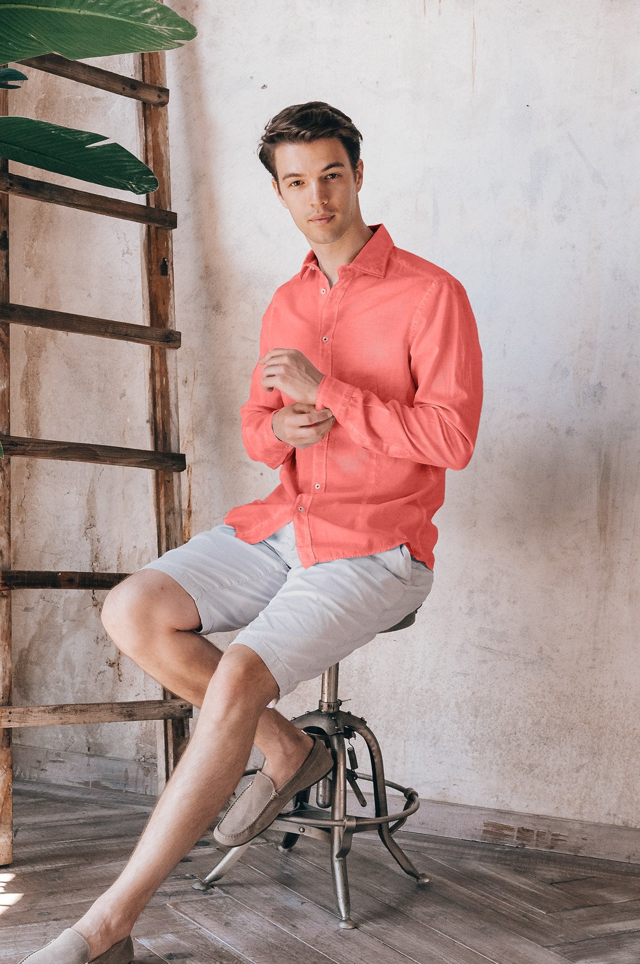 Slim Fit Voile Shirt - Hibiscus - Shirts