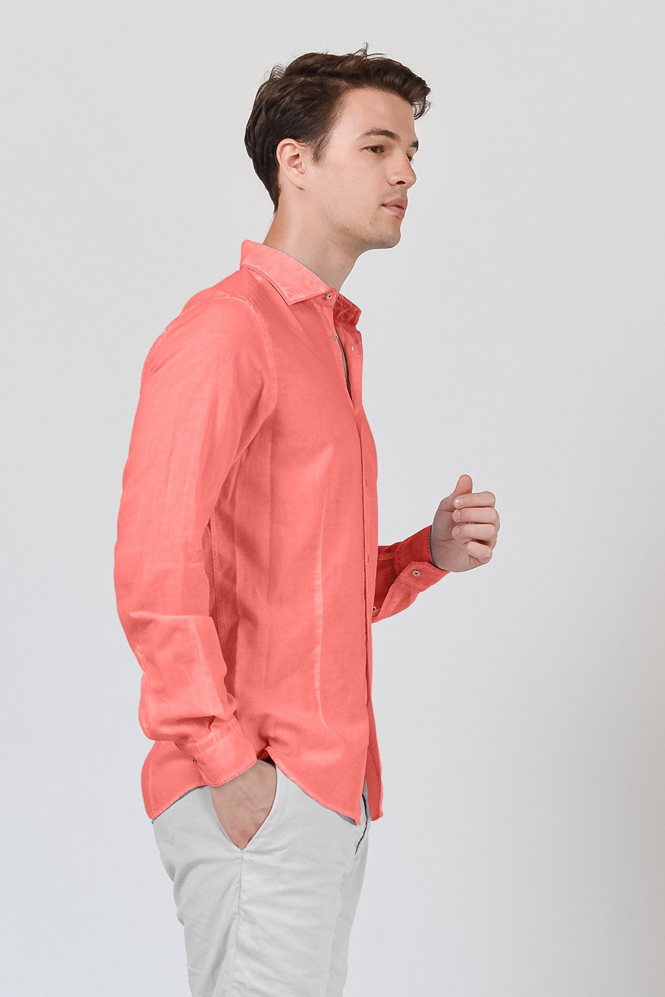 Slim Fit Voile Shirt - Hibiscus - Shirts