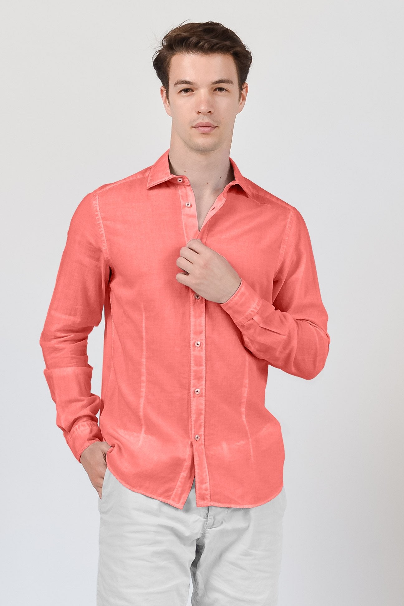 Slim Fit Voile Shirt - Hibiscus - Shirts