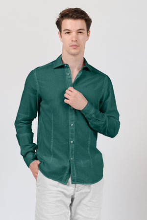 Slim Fit Voile Shirt - Lagoon - Shirts